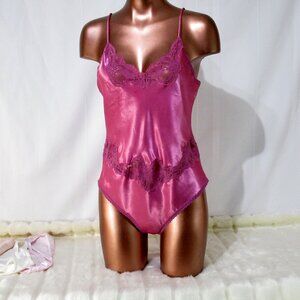 Vintage Victorian Lace Satin Teddy Romper Panties S/M